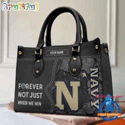 NCAA Navy Midshipmen Custom Name Gift For Fans Leather Hand Bag