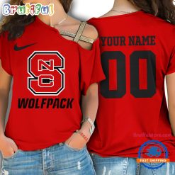 NCAA NC State Wolfpack Custom Name Number One Shoulder T-Shirt