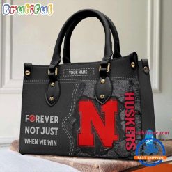 NCAA Nebraska Cornhuskers Custom Name Gift For Fans Leather Hand Bag