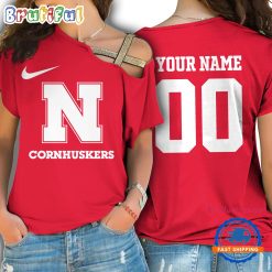 NCAA Nebraska Cornhuskers Custom Name Number One Shoulder T-Shirt