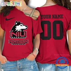 NCAA Northern Illinois Huskies Custom Name Number One Shoulder T-Shirt