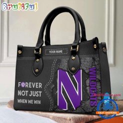 NCAA Northwestern Wildcats Custom Name Gift For Fans Leather Hand Bag