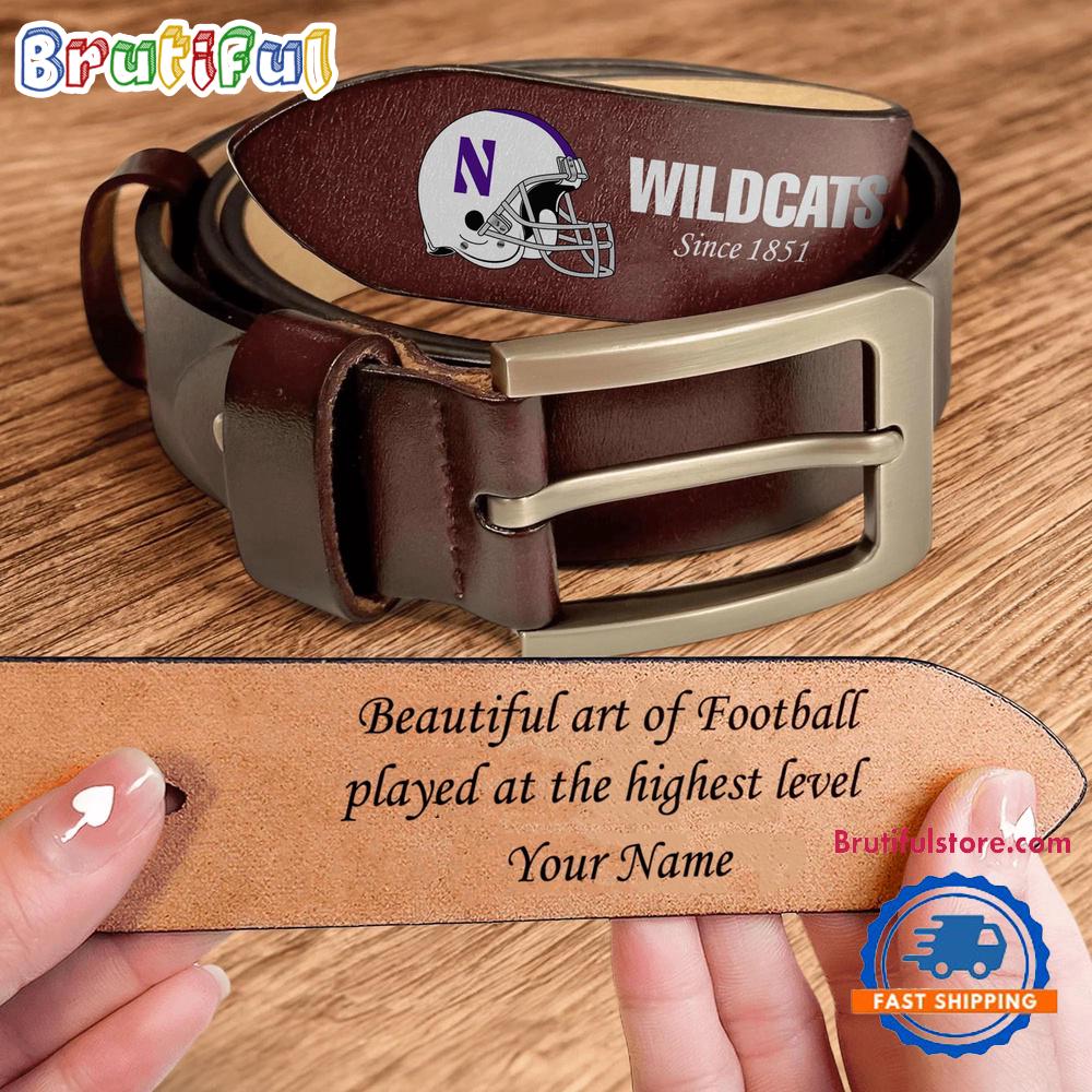 NCAA Northwestern Wildcats Custom Name Leather Belt
