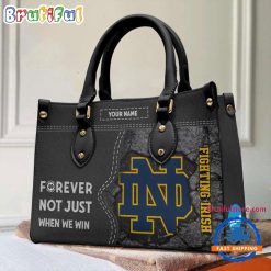 NCAA Notre Dame Fighting Irish Custom Name Gift For Fans Leather Hand Bag