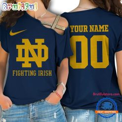 NCAA Notre Dame Fighting Irish Custom Name Number One Shoulder T-Shirt