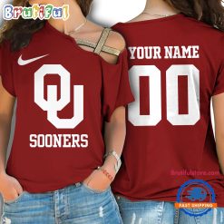 NCAA Oklahoma Sooners Custom Name Number One Shoulder T-Shirt
