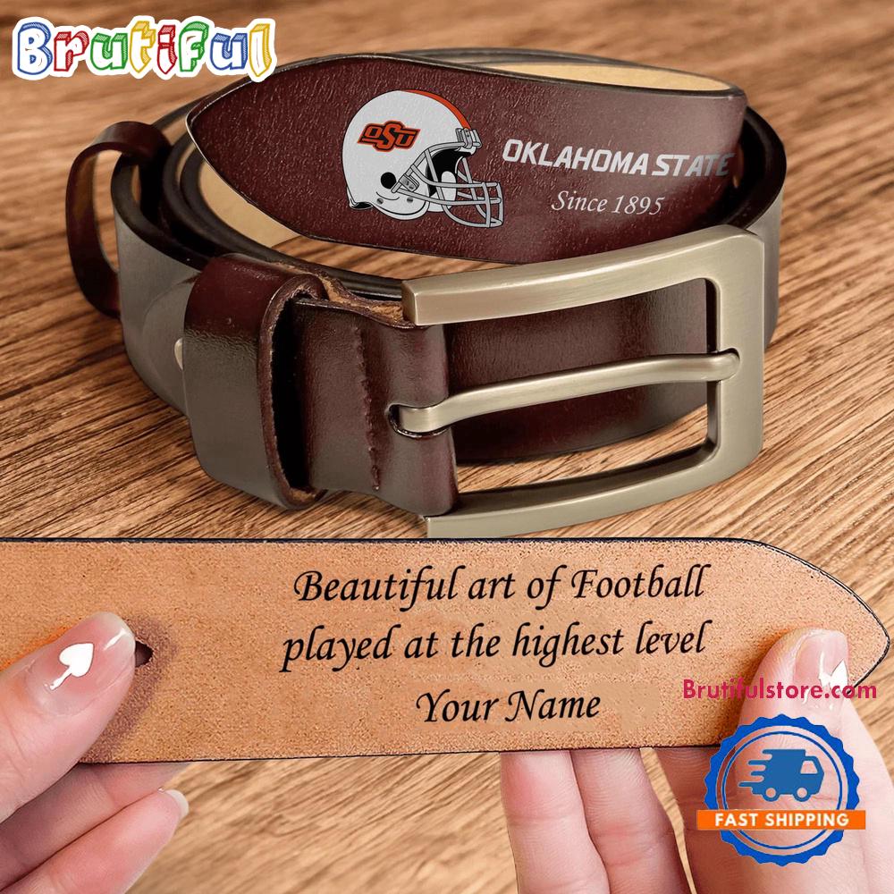 NCAA Oklahoma State Cowboys Custom Name Leather Belt NCAA Oklahoma State Cowboys Custom Name Leather Belt