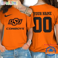 NCAA Oklahoma State Cowboys Custom Name Number One Shoulder T-Shirt