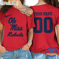 NCAA Ole Miss Rebels Custom Name Number One Shoulder T-Shirt