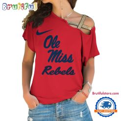 Alternative view of NCAA Ole Miss Rebels Custom Name Number One Shoulder T-Shirt