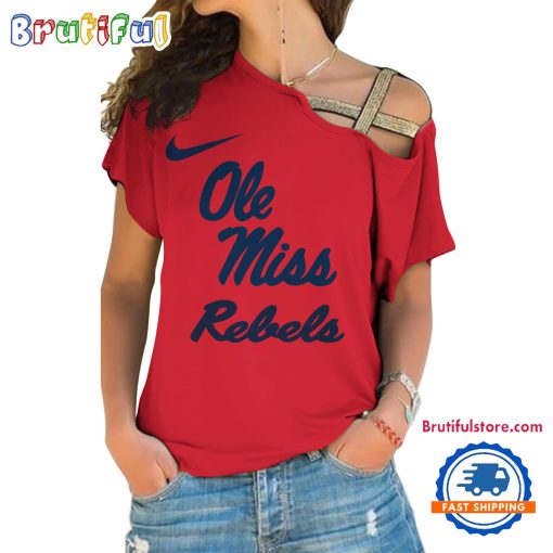 NCAA Ole Miss Rebels Custom Name Number One Shoulder T-Shirt