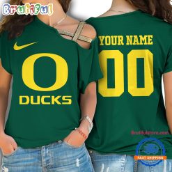 NCAA Oregon Ducks Custom Name Number One Shoulder T-Shirt