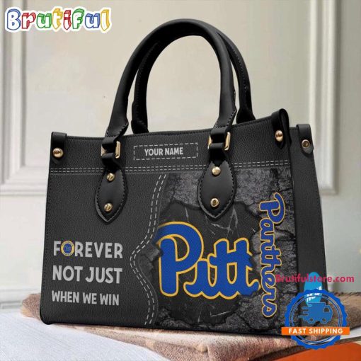 NCAA Pittsburgh Panthers Custom Name Gift For Fans Leather Hand Bag
