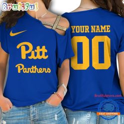 NCAA Pittsburgh Panthers Custom Name Number One Shoulder T-Shirt