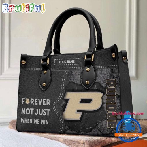 NCAA Purdue Boilermakers Custom Name Gift For Fans Leather Hand Bag