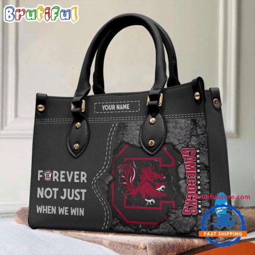 NCAA South Carolina Gamecocks Custom Name Gift For Fans Leather Hand Bag