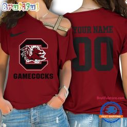 NCAA South Carolina Gamecocks Custom Name Number One Shoulder T-Shirt