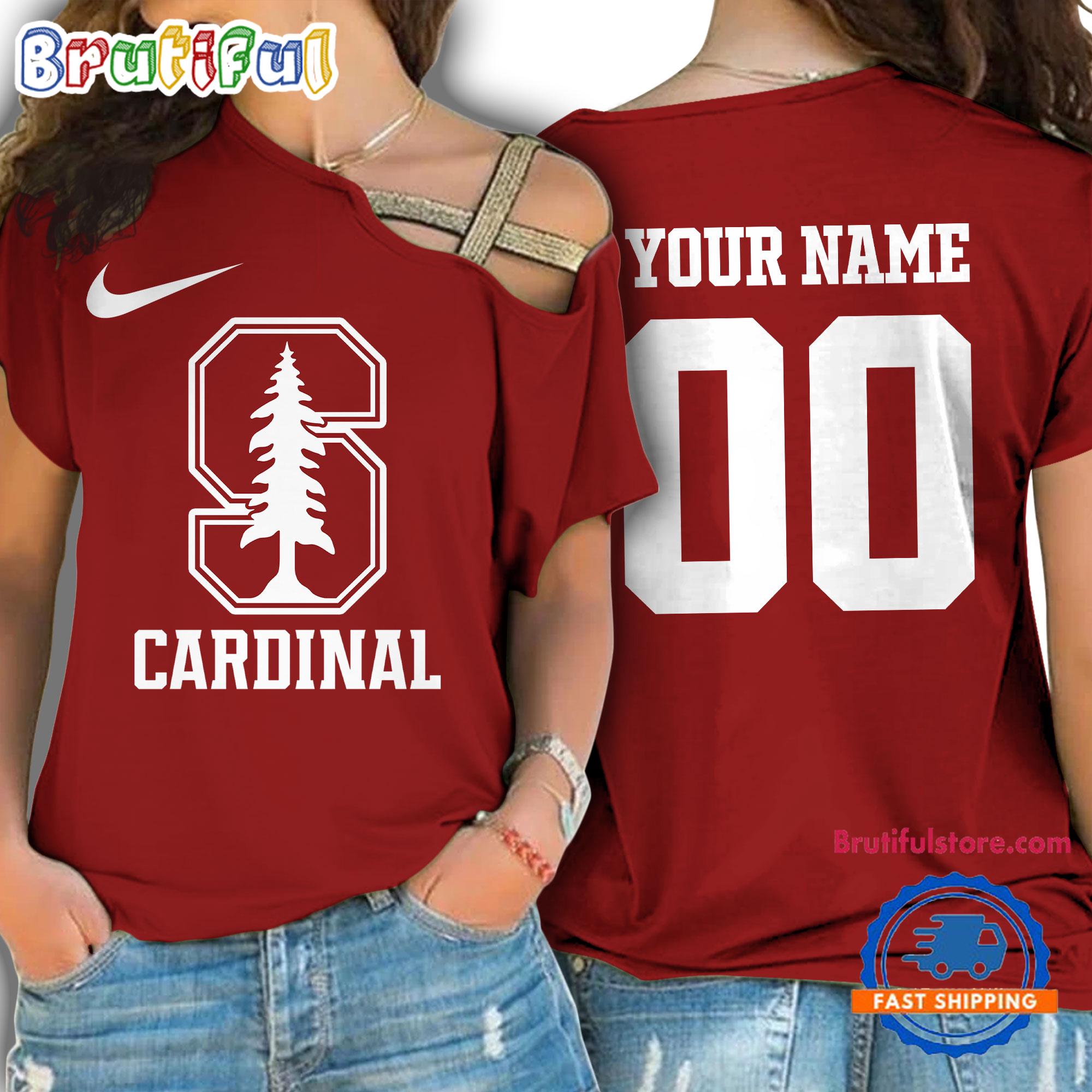 NCAA Stanford Cardinal Custom Name Number One Shoulder T-Shirt