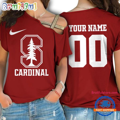 NCAA Stanford Cardinal Custom Name Number One Shoulder T-Shirt