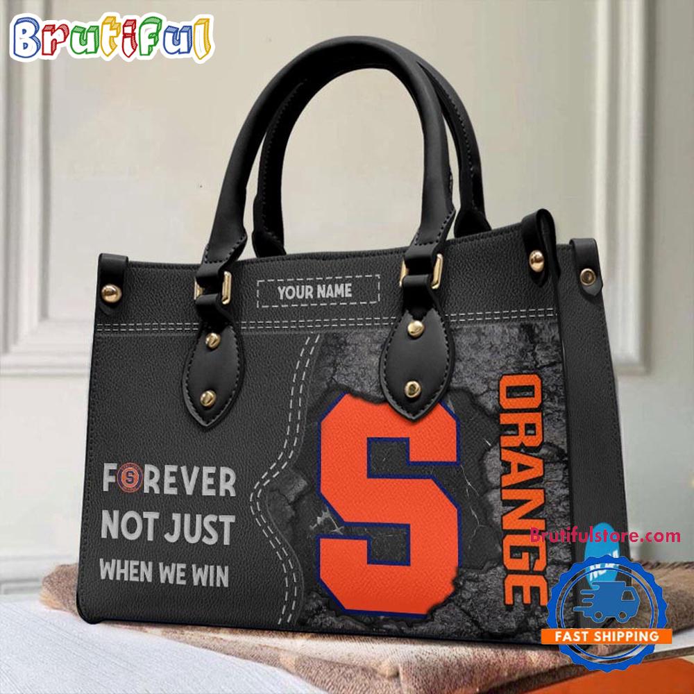 NCAA Syracuse Orange Custom Name Gift For Fans Leather Hand Bag