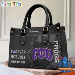 NCAA TCU Horned Frogs Custom Name Gift For Fans Leather Hand Bag