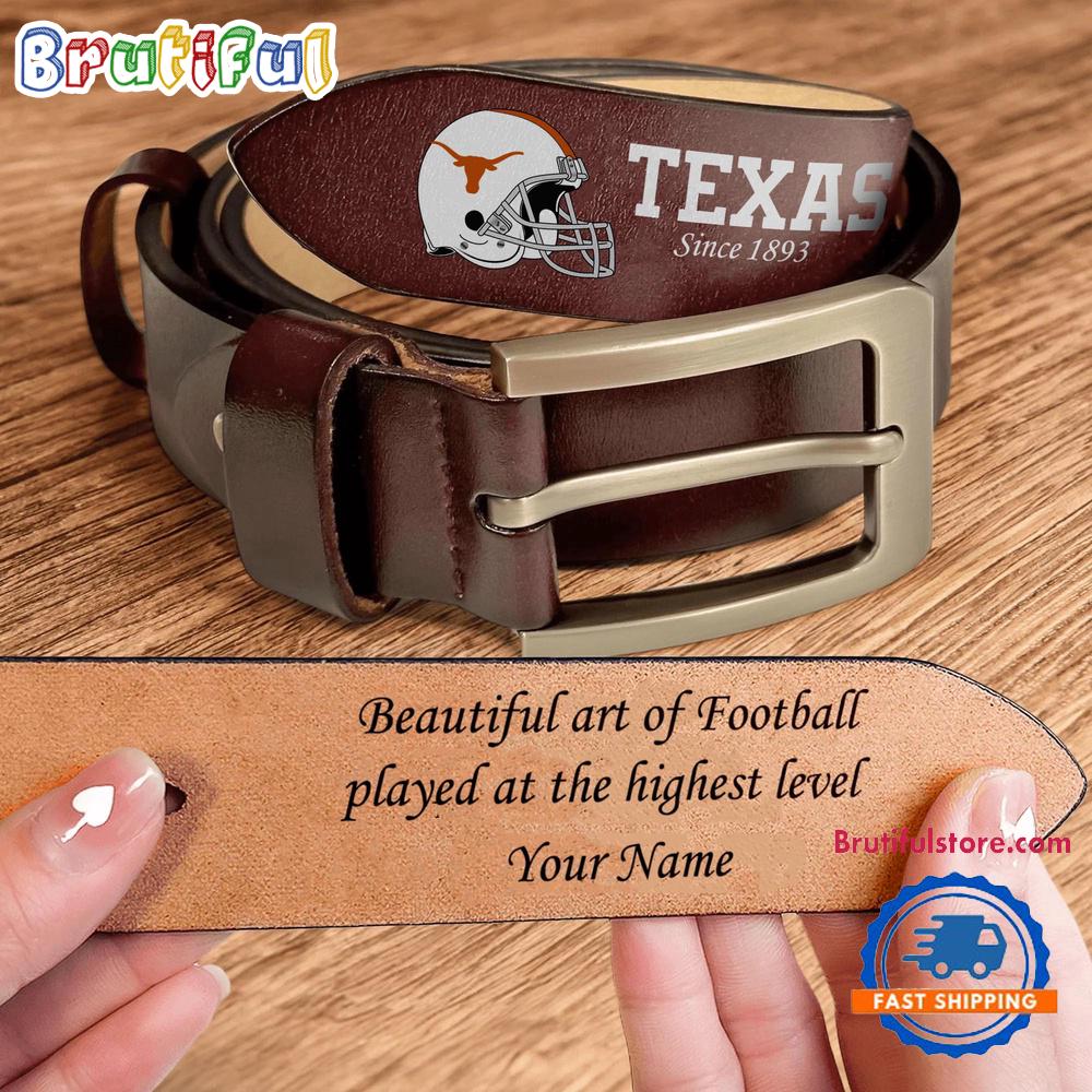 NCAA Texas Longhorns Custom Name Leather Belt NCAA Texas Longhorns Custom Name Leather Belt