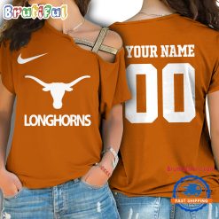NCAA Texas Longhorns Custom Name Number One Shoulder T-Shirt