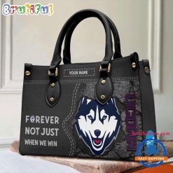 NCAA Uconn Huskies Custom Name Gift For Fans Leather Hand Bag