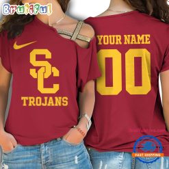 NCAA USC Trojans Custom Name Number One Shoulder T-Shirt