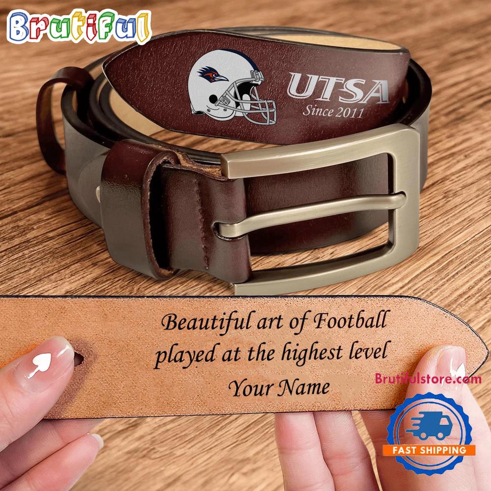 NCAA UTSA Roadrunners Custom Name Leather Belt NCAA UTSA Roadrunners Custom Name Leather Belt