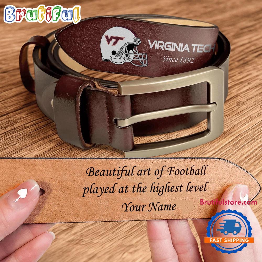 NCAA Virginia Tech Hokies Custom Name Leather Belt NCAA Virginia Tech Hokies Custom Name Leather Belt