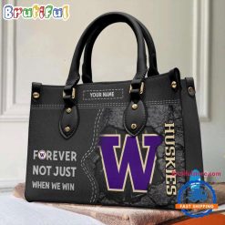 NCAA Washington Huskies Custom Name Gift For Fans Leather Hand Bag