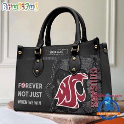 NCAA Washington State Cougars Custom Name Gift For Fans Leather Hand Bag
