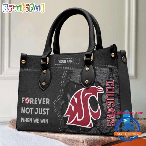 NCAA Washington State Cougars Custom Name Gift For Fans Leather Hand Bag
