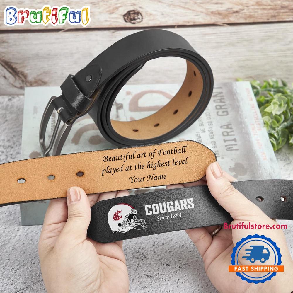 NCAA Washington State Cougars Custom Name Leather Belt NCAA Washington State Cougars Custom Name Leather Belt