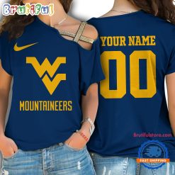 NCAA West Virginia Mountaineers Custom Name Number One Shoulder T-Shirt
