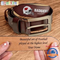 NCAA Wisconsin Badgers Custom Name Leather Belt